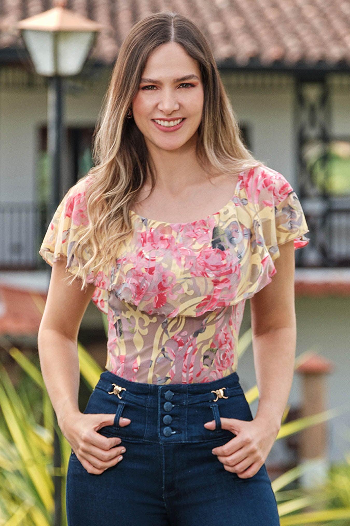 Body en mesh estampado