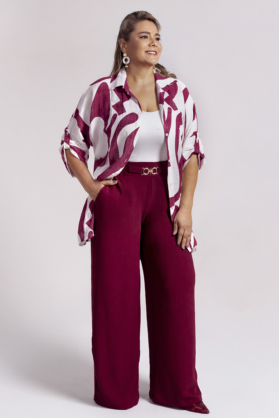 Pantalón en rayón craquelado