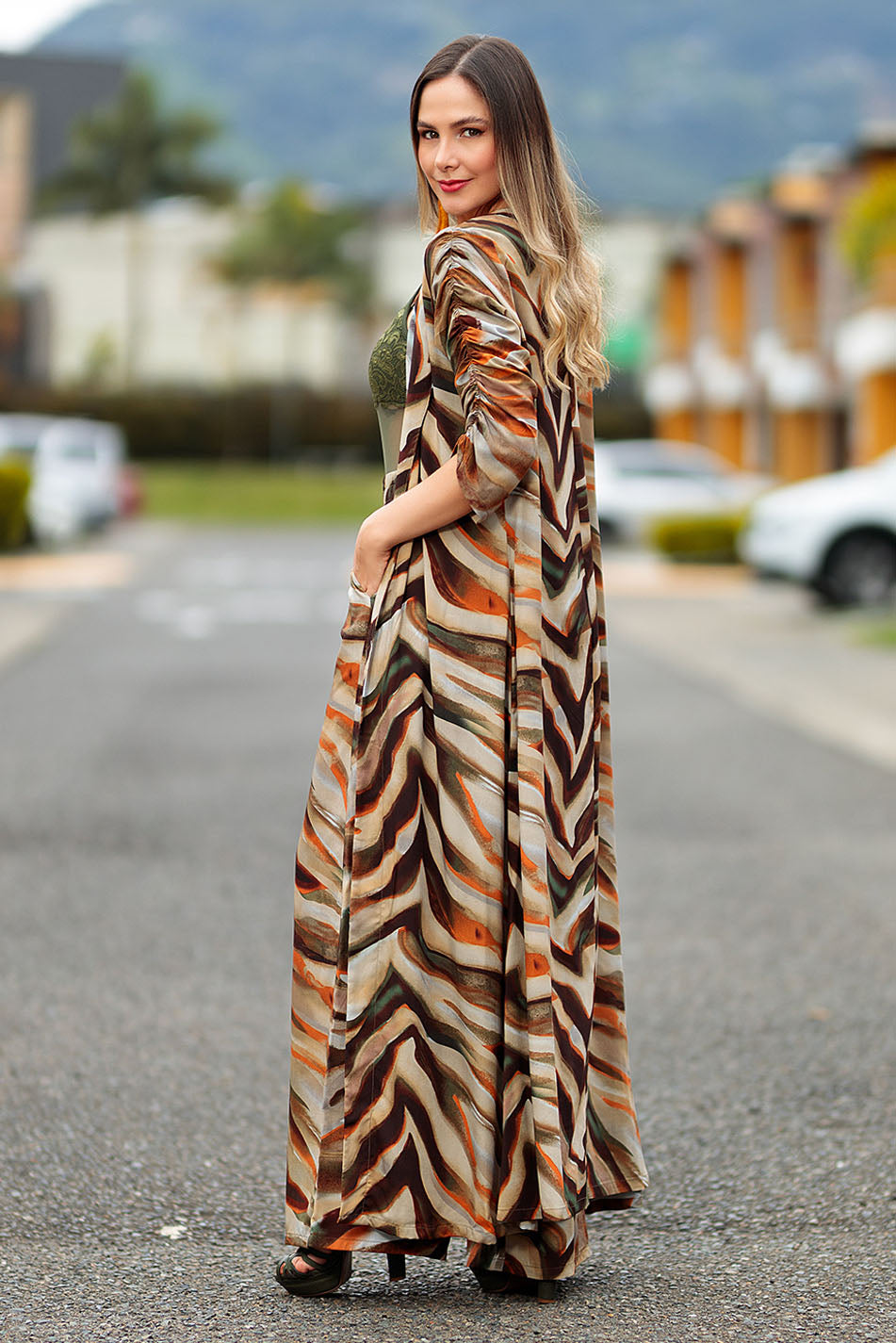 Cardigan en rayón estampado