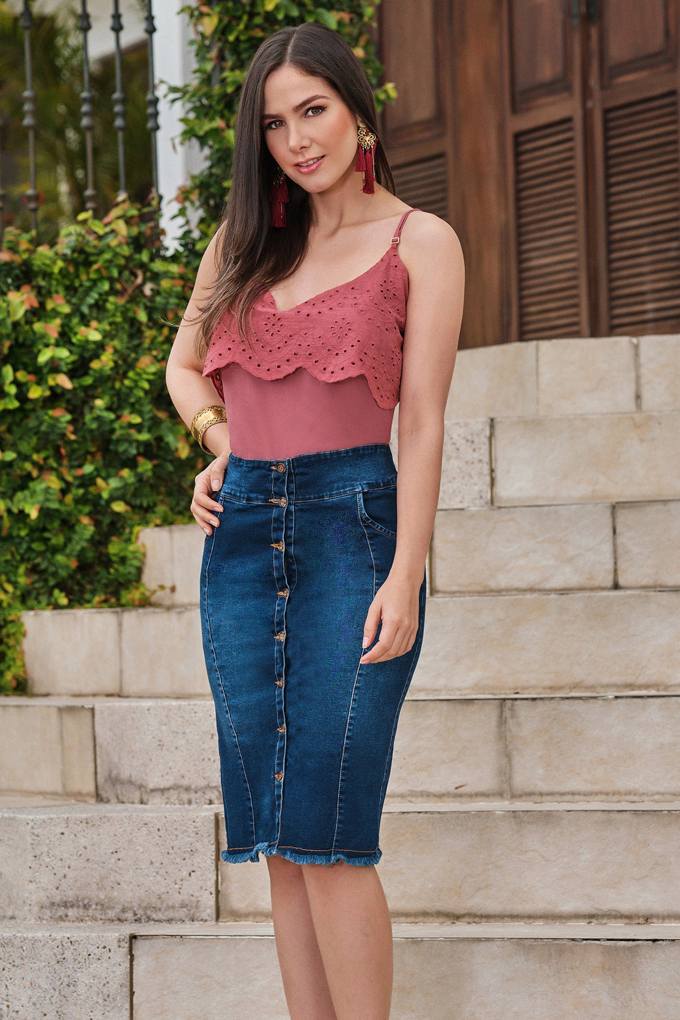 Falda en denim stretch