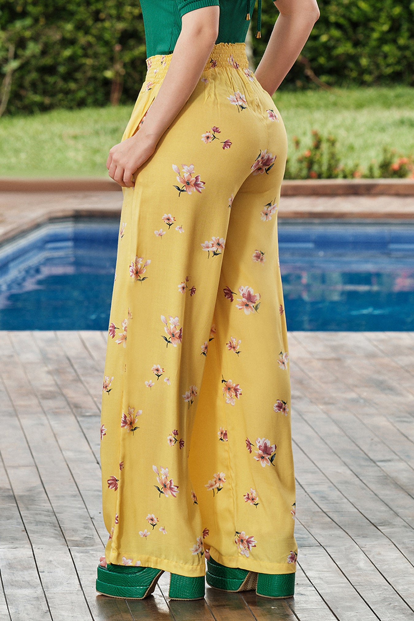 Pantalon en rayón estampado