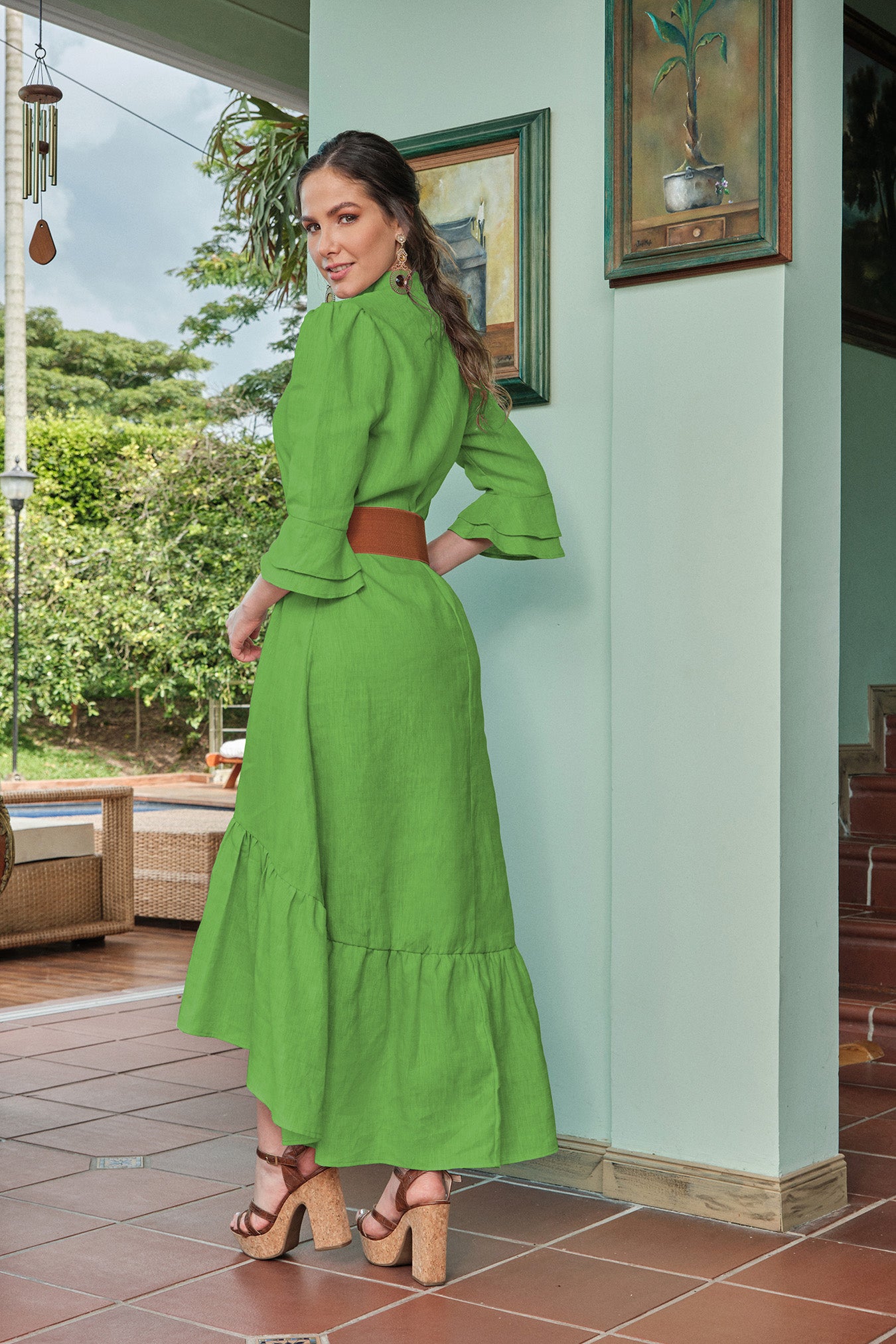 Vestido en lino línea A
