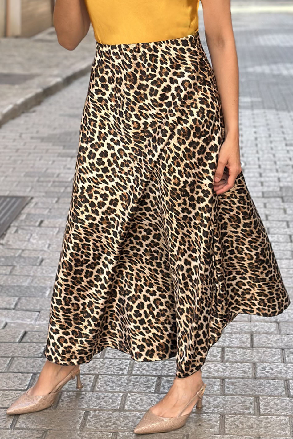 Falda en seda estampada