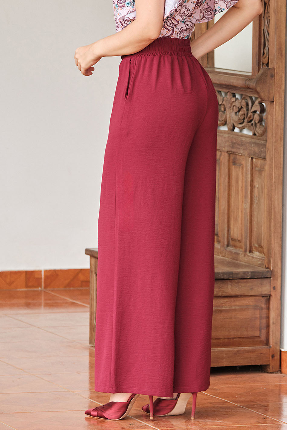 Pantalón en rayón craquelado