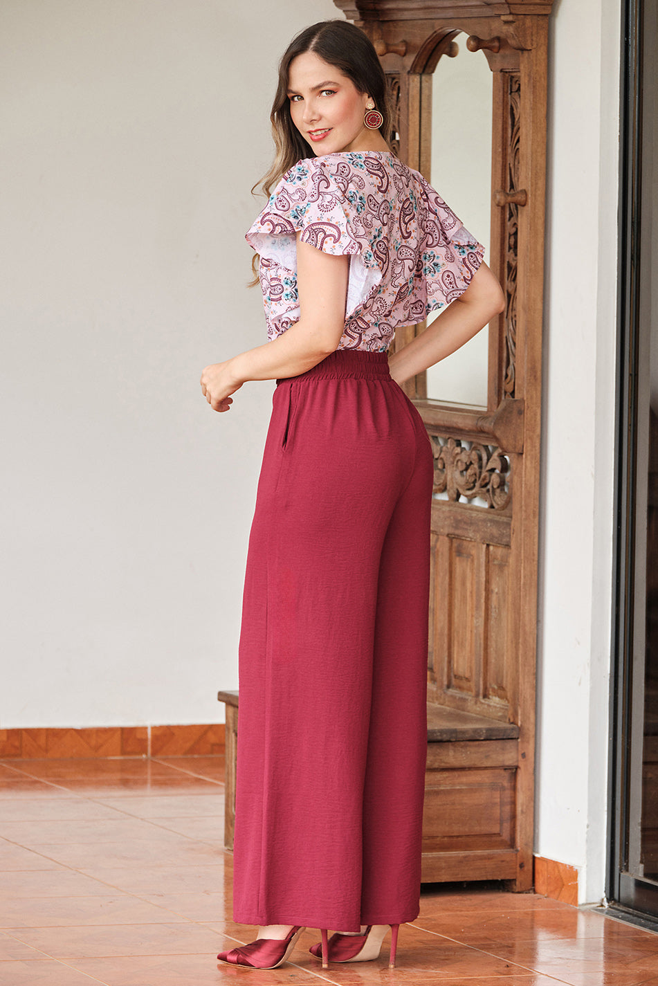 Pantalón en rayón craquelado