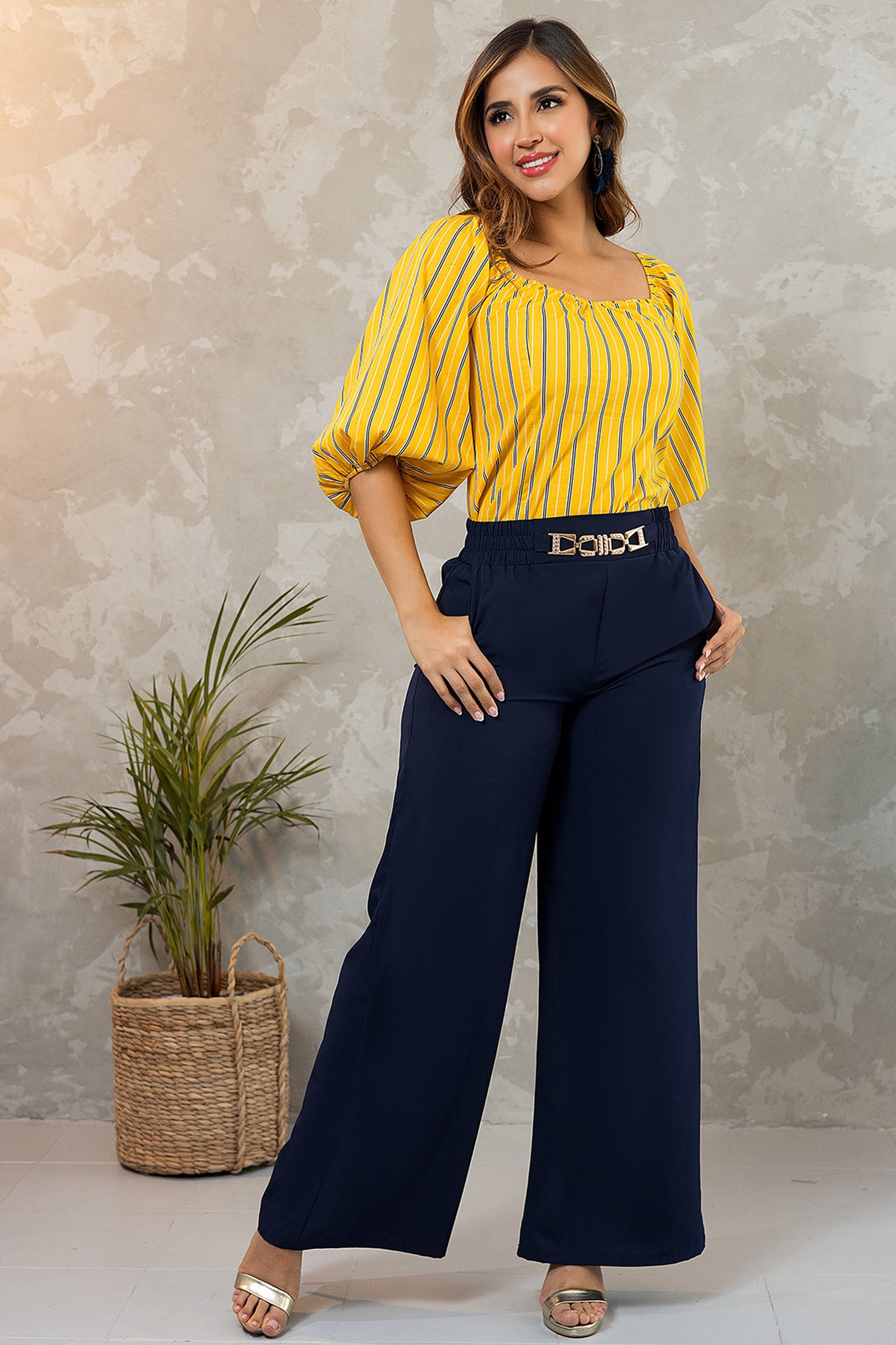 Pantalón en rayón craqueado