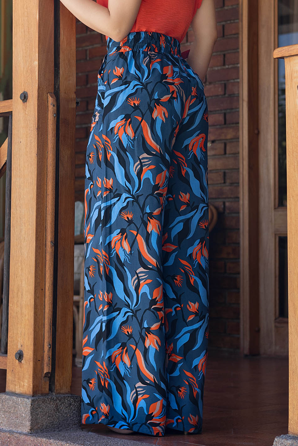 Pantalón en rayón estampado