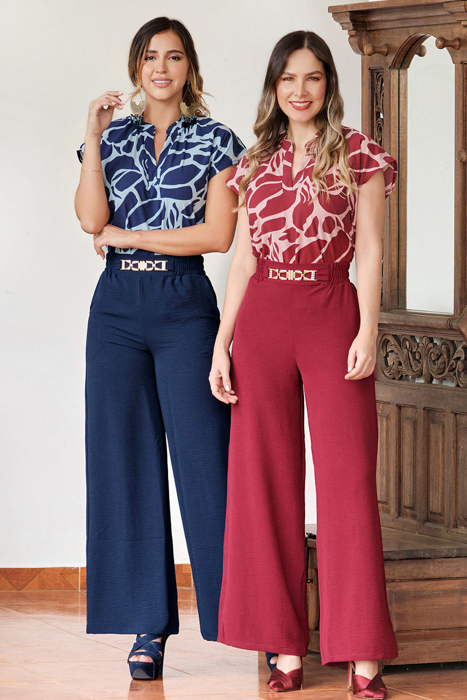 Pantalón en rayón craquelado