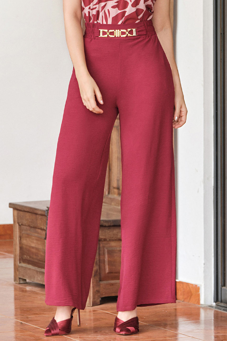 Pantalón en rayón craquelado