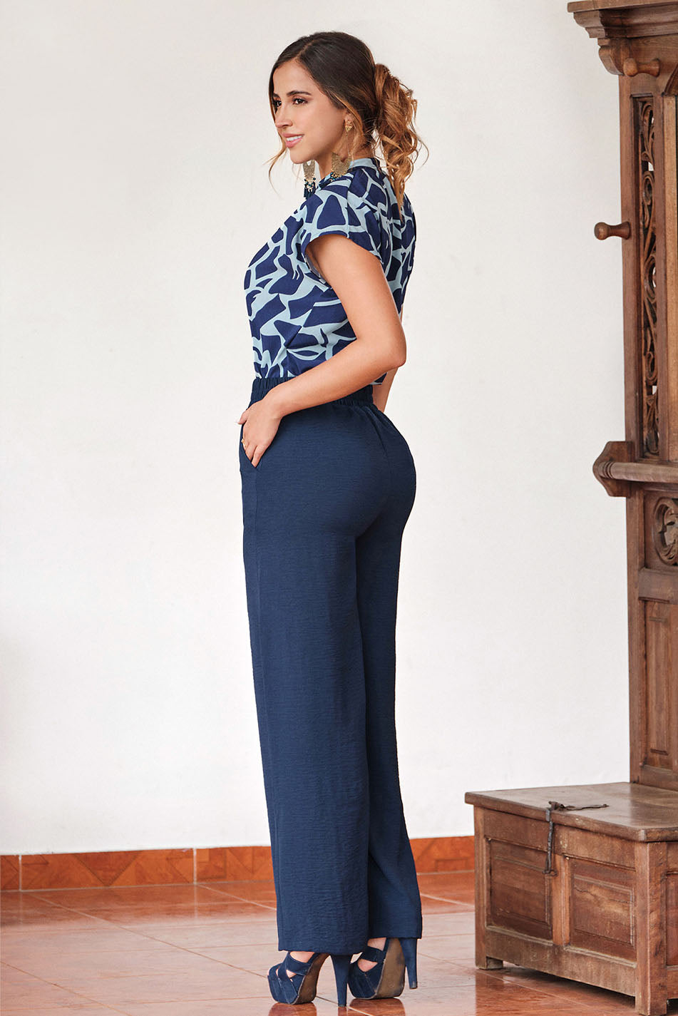 Pantalón en rayón craquelado