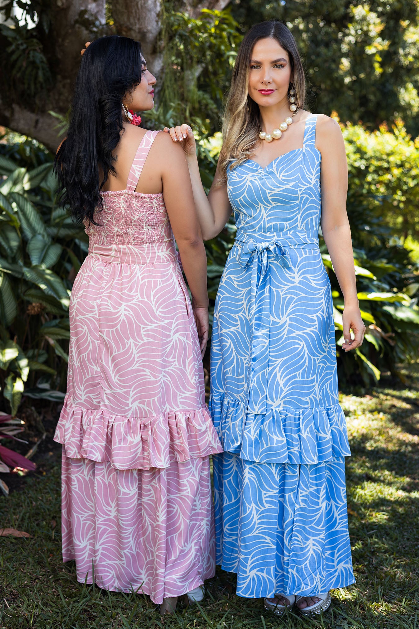 Vestido largo en rayón estampado