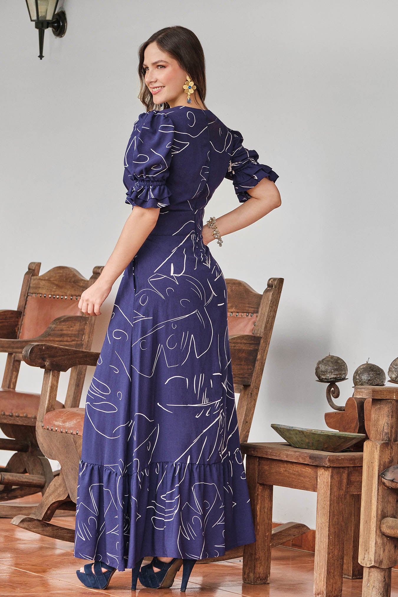 Vestido en rayón estampado