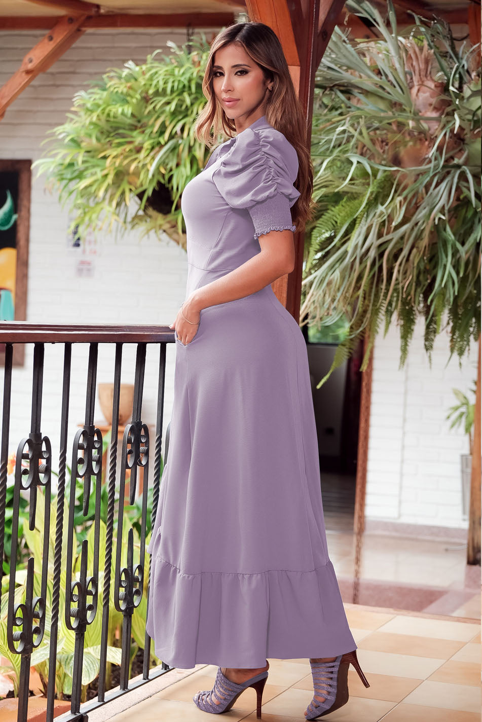 Vestido en rayón craquelado