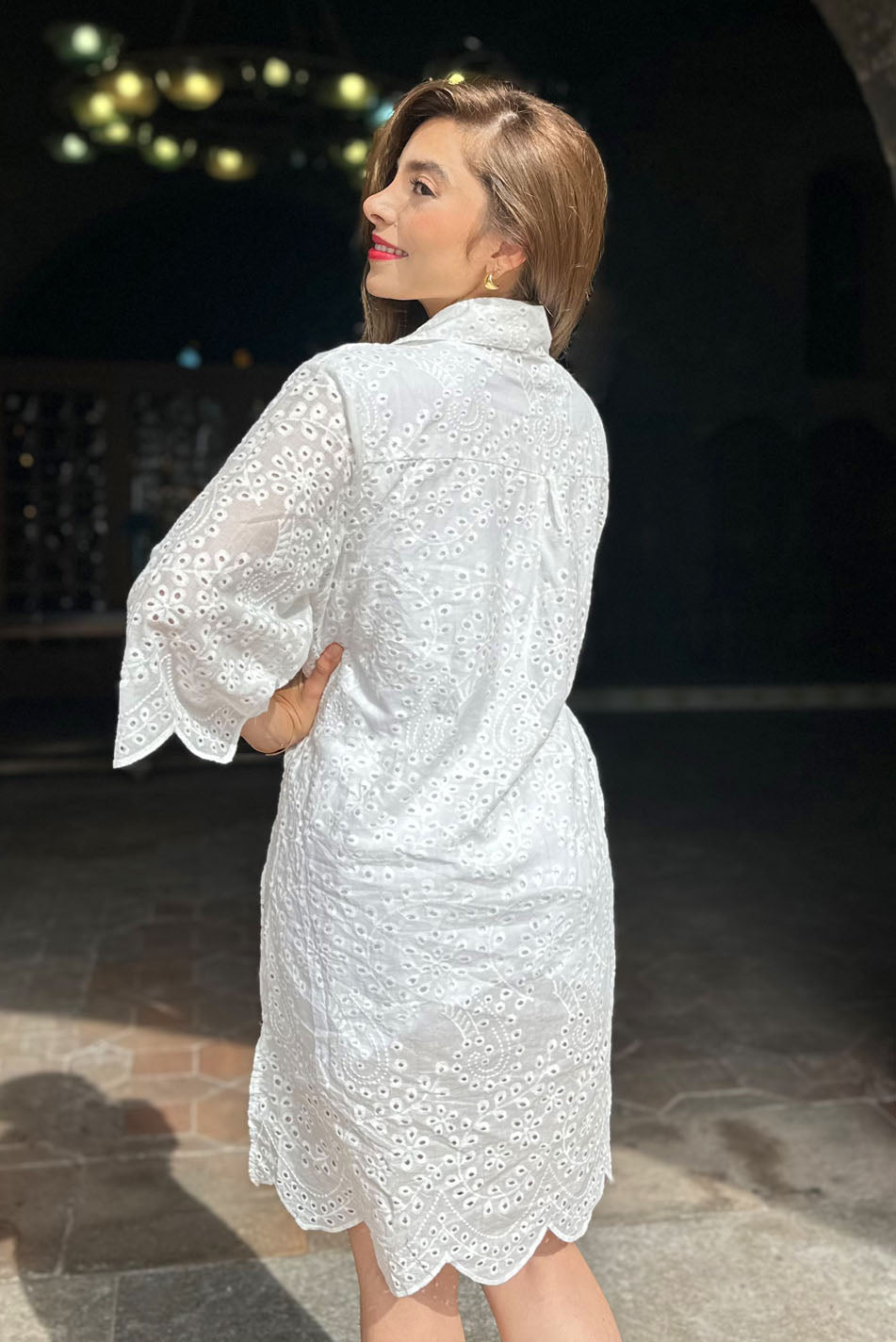 Camisón/vestido en algodón hoja rota