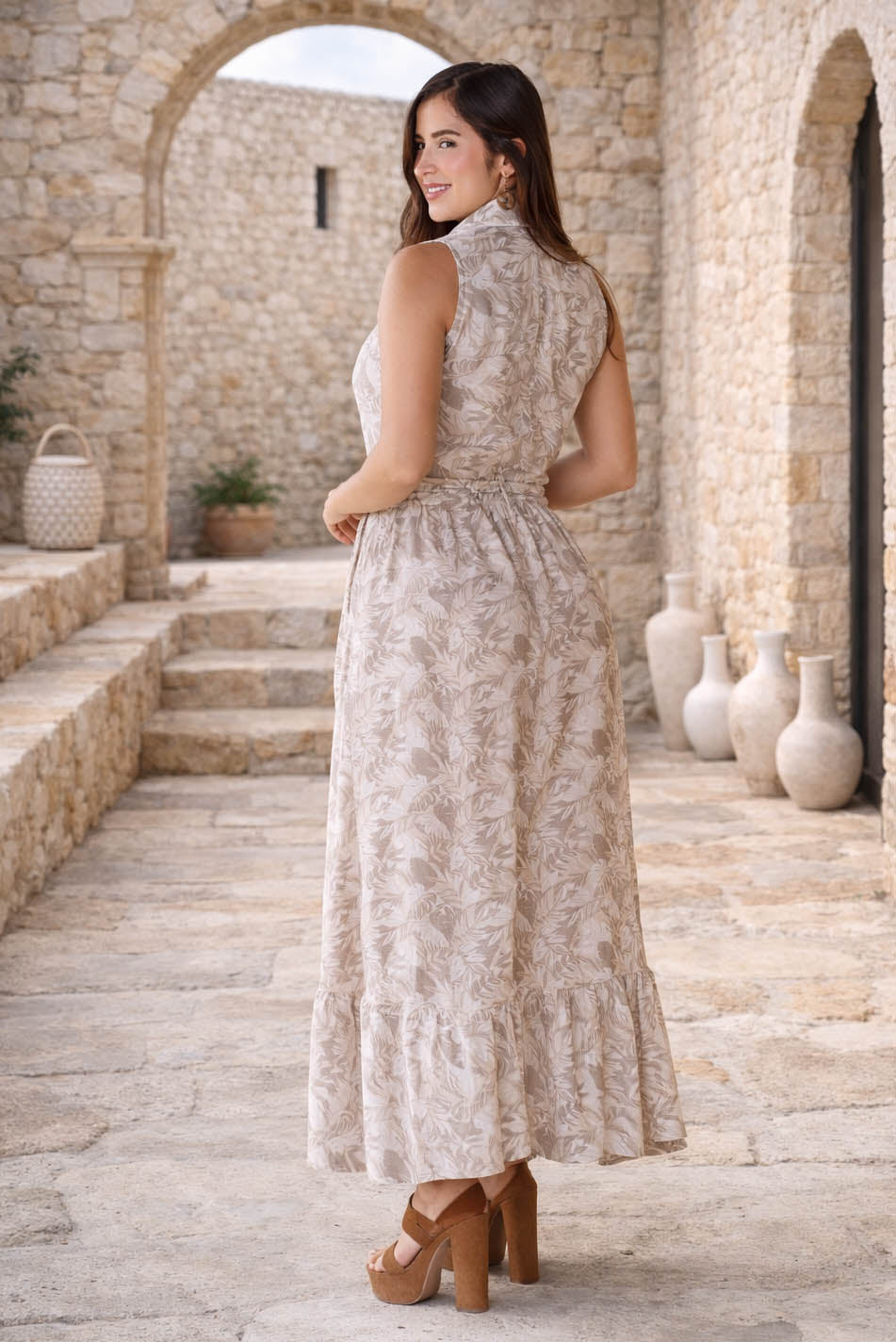 Vestido en rayón estampado