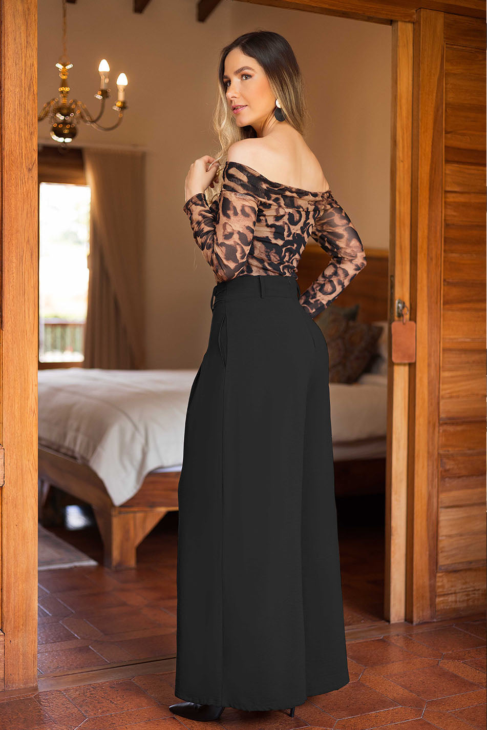 Pantalón en rayón craquelado