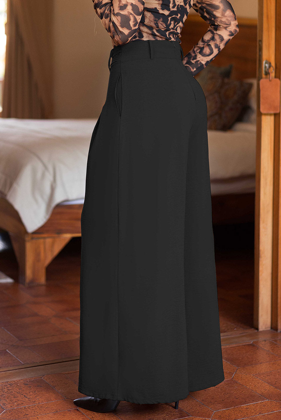 Pantalón en rayón craquelado