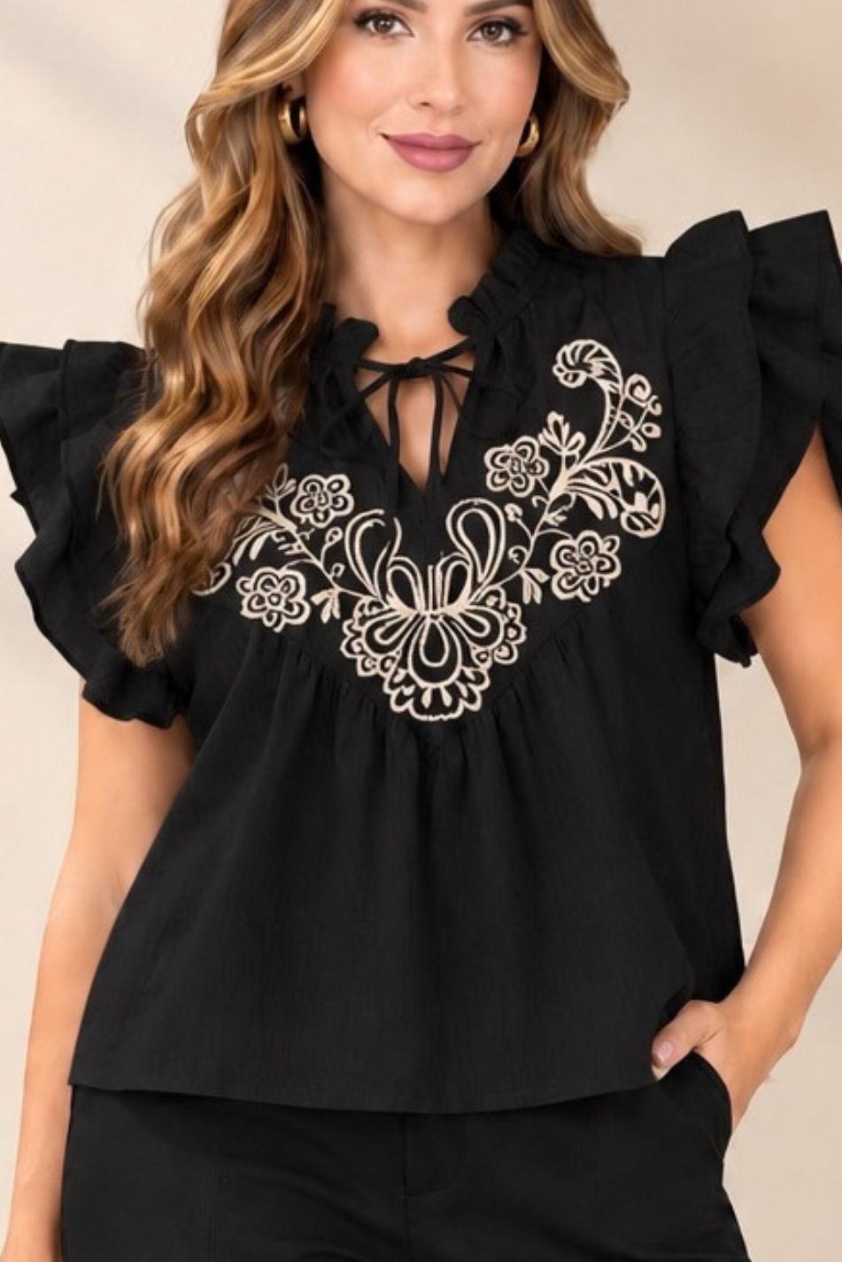 Blusa en rayón bordado