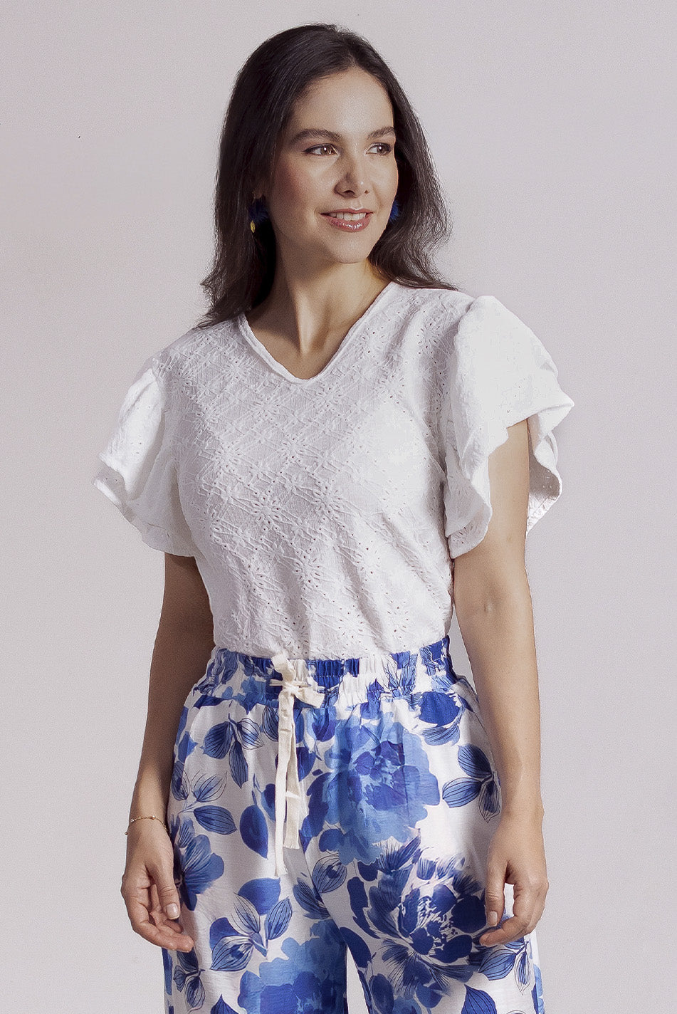 Blusa en tejido de punto hoja rota