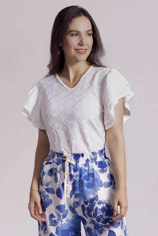 Blusa en tejido de punto hoja rota
