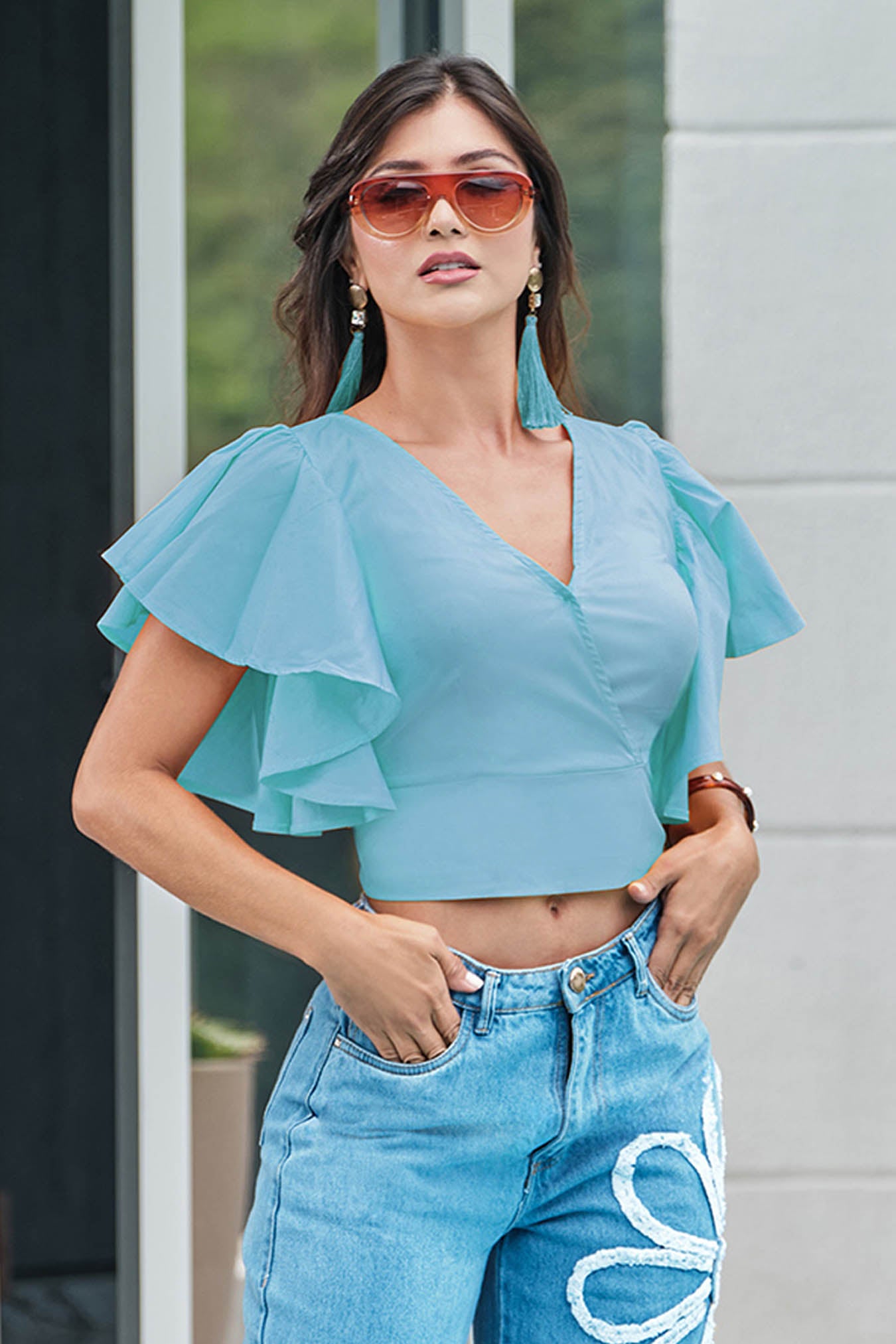 Blusa en algodón stretch