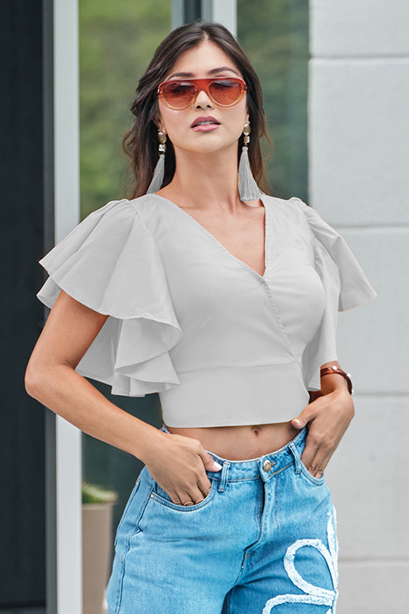 Blusa en algodón stretch