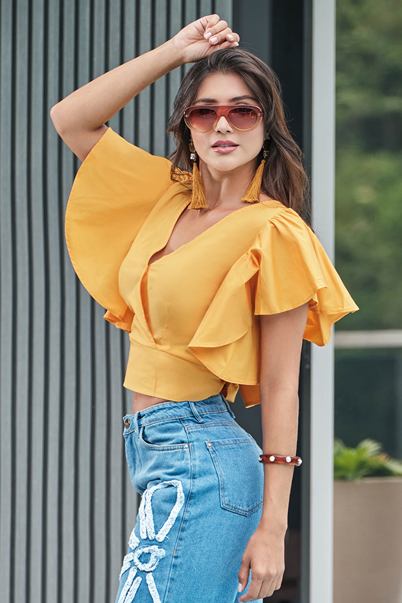 Blusa en algodón stretch