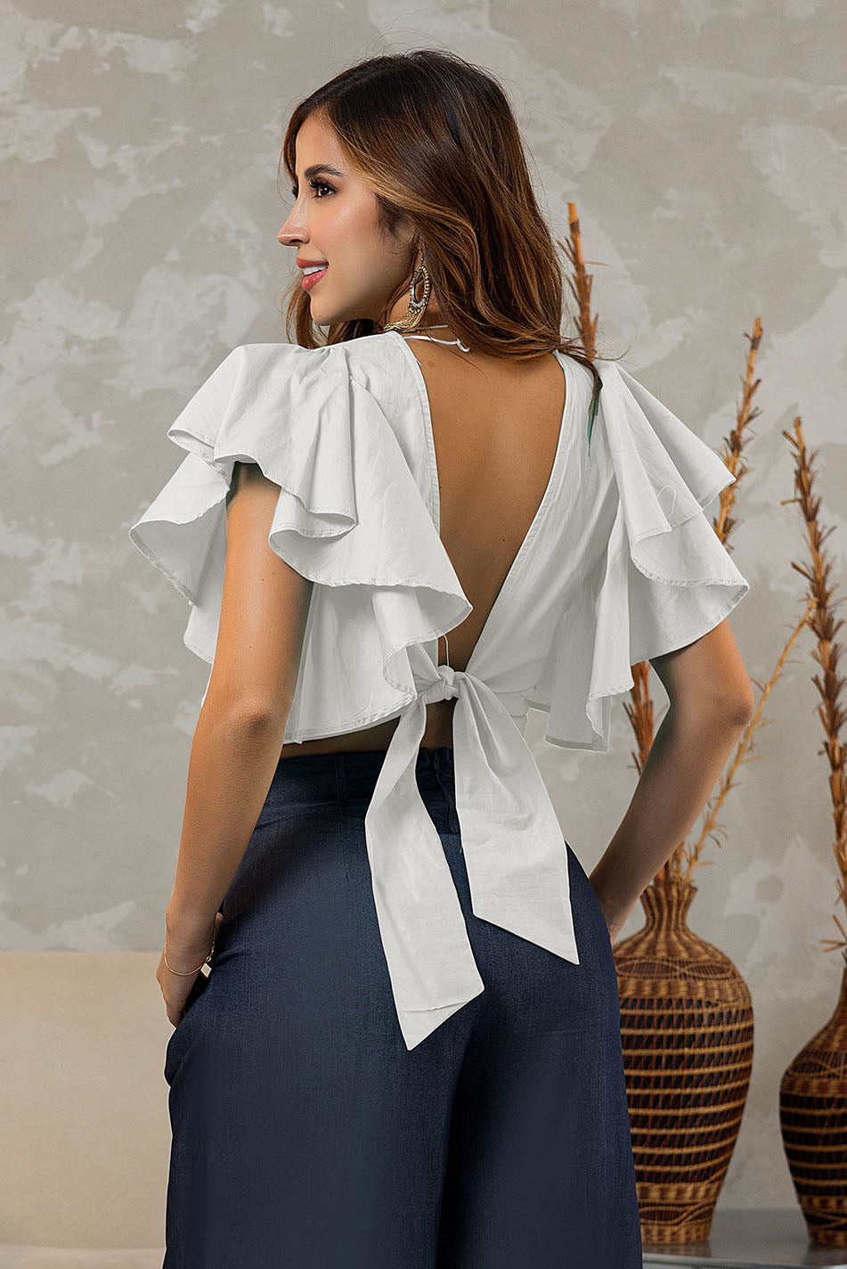 Blusa en algodón stretch
