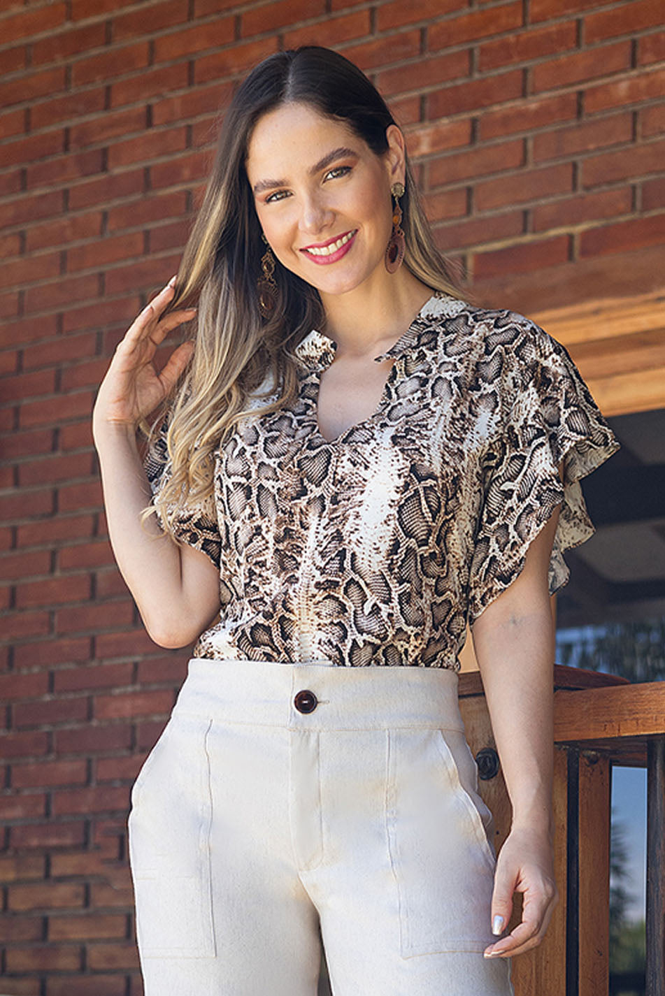 Blusa en rayón estampado