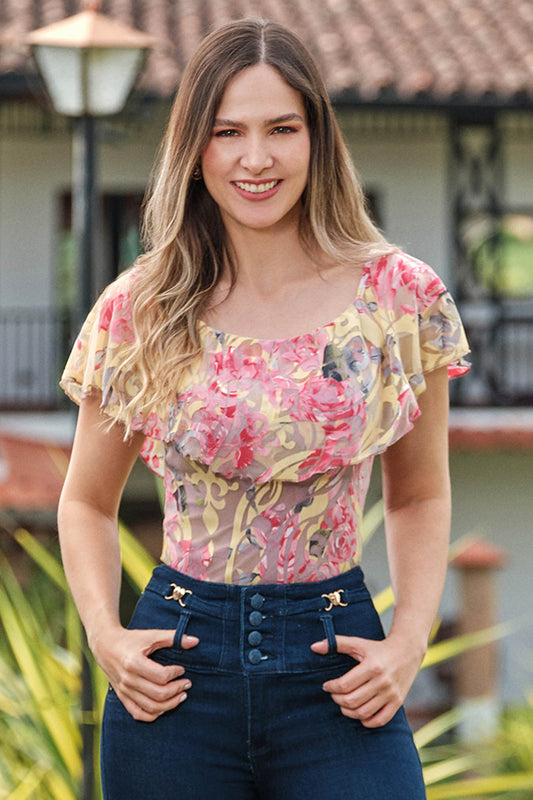 Body en mesh estampado