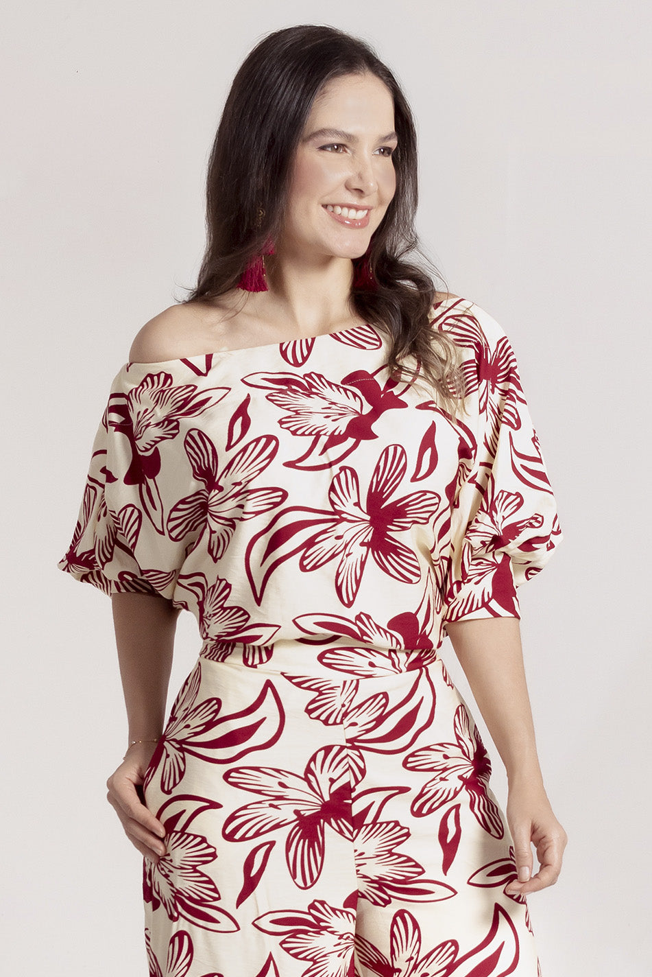 Blusa en lino rayón estampado