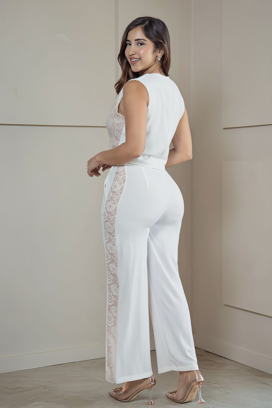 Pantalón en rayón craquelado
