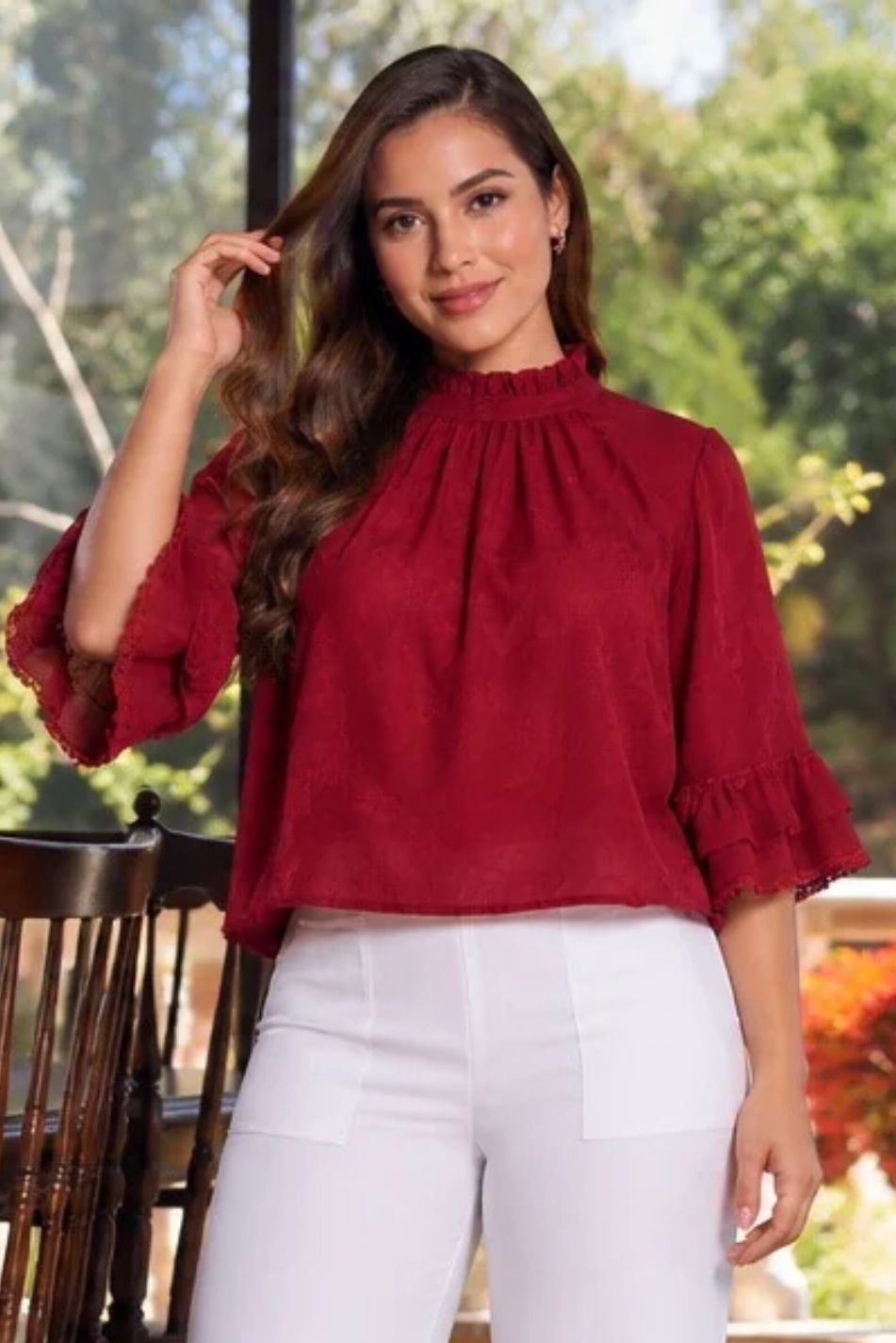 Blusa en chifón bordado