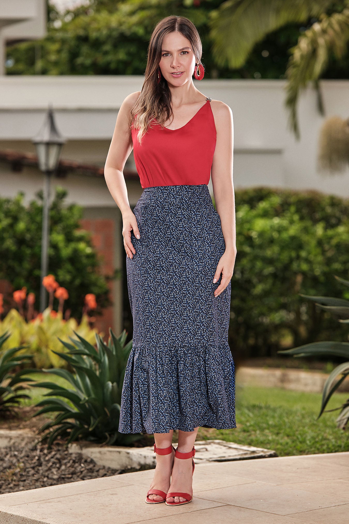 Falda en algodón estampado