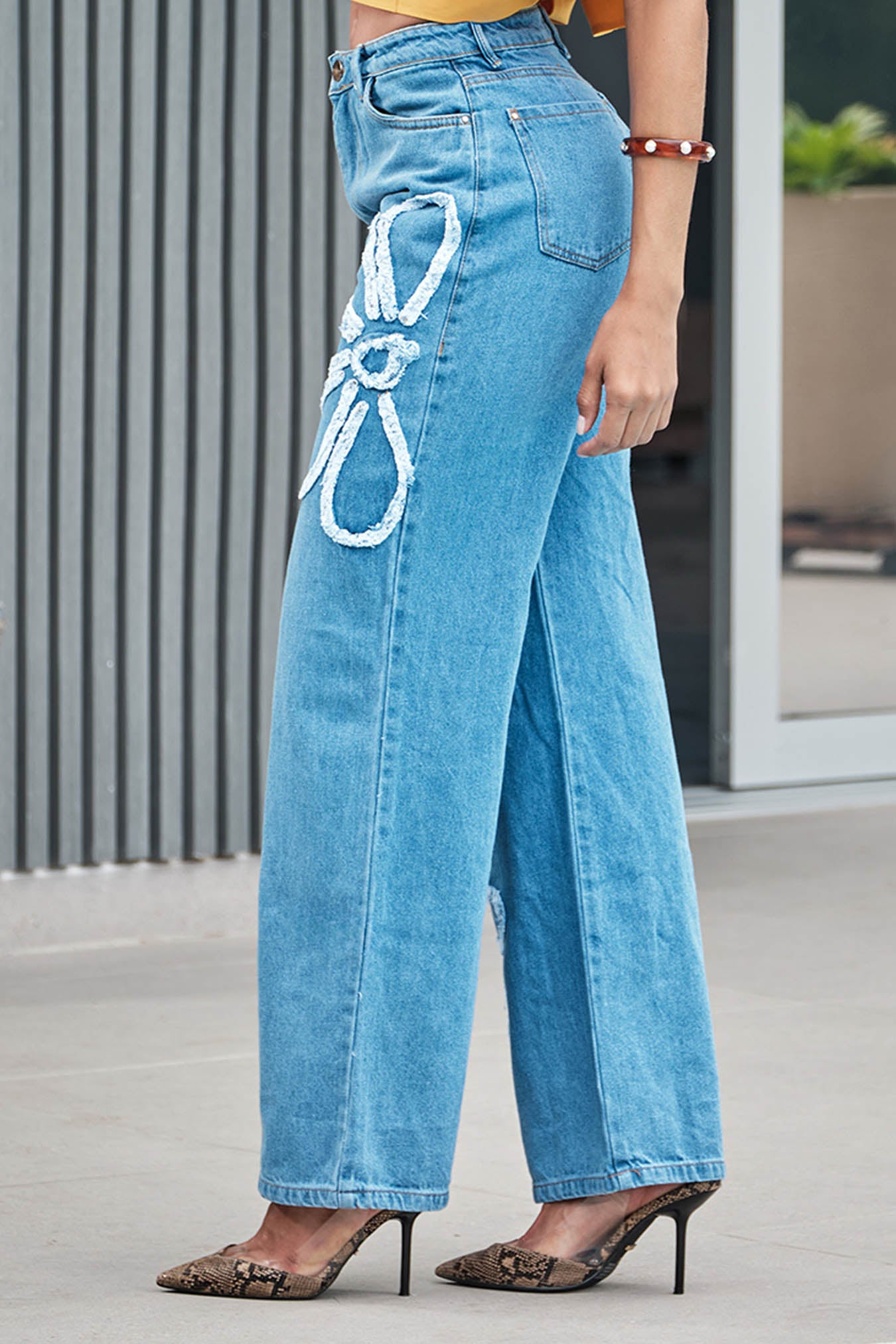 Jean wide leg en denim rígido