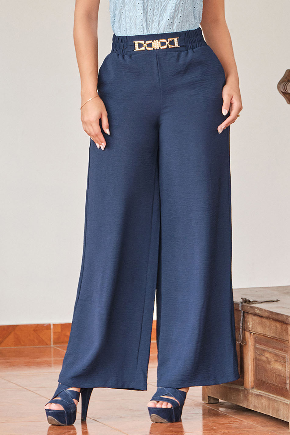 Pantalón en rayón craquelado