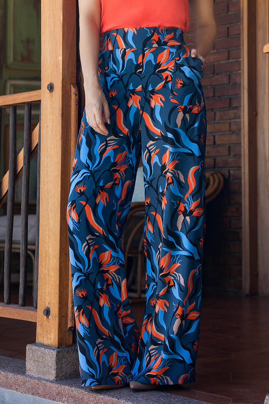 Pantalón en rayón estampado