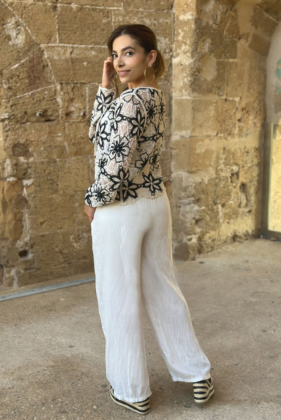 Pantalón en lino rayón