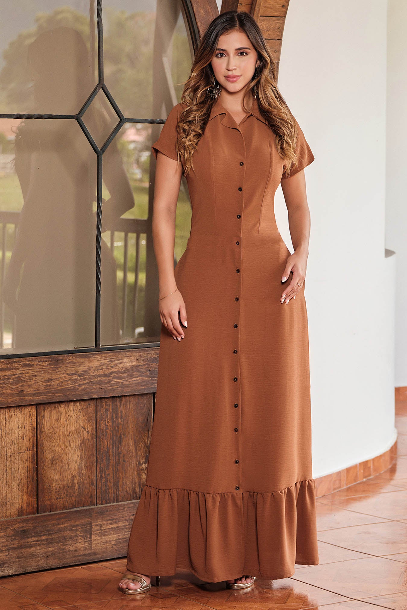 Vestido en rayón craquelado