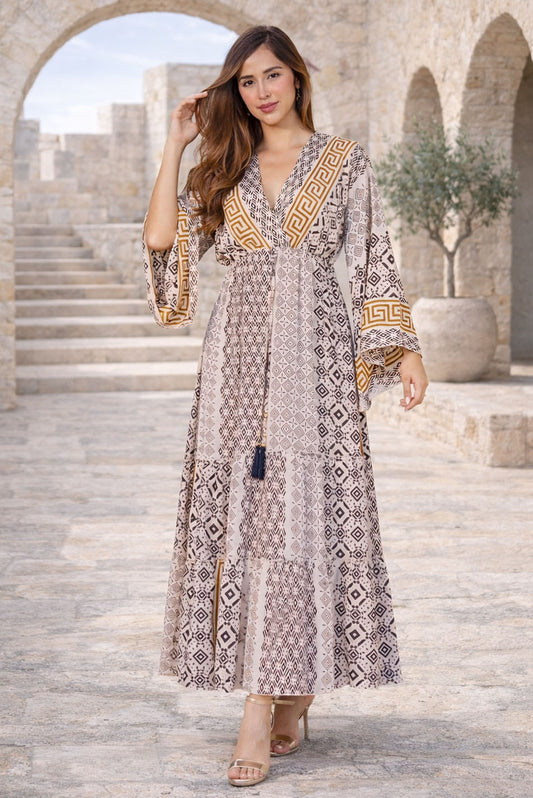 Vestido en rayón estampado