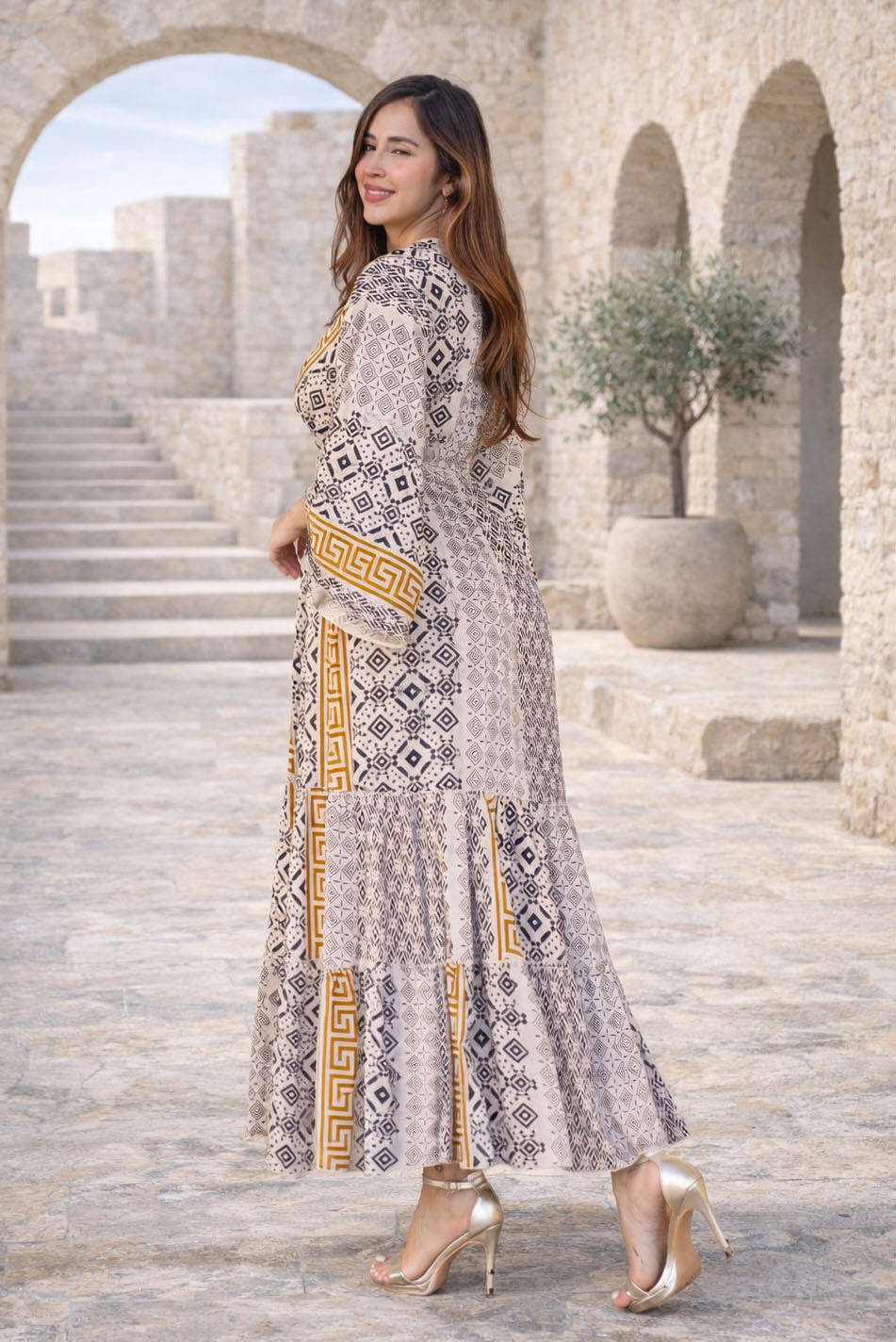 Vestido en rayón estampado