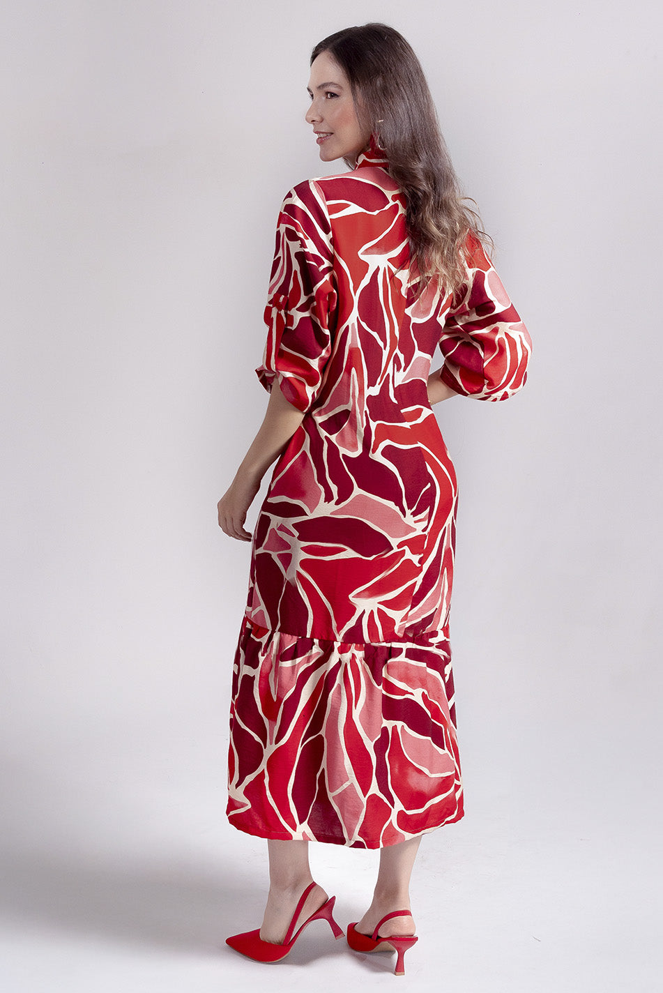 Vestido en lino rayón estampado