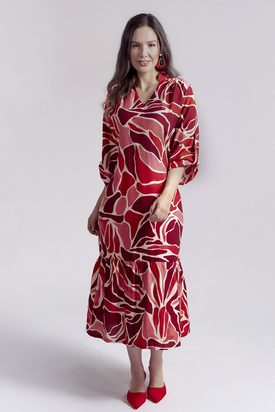 Vestido en lino rayón estampado