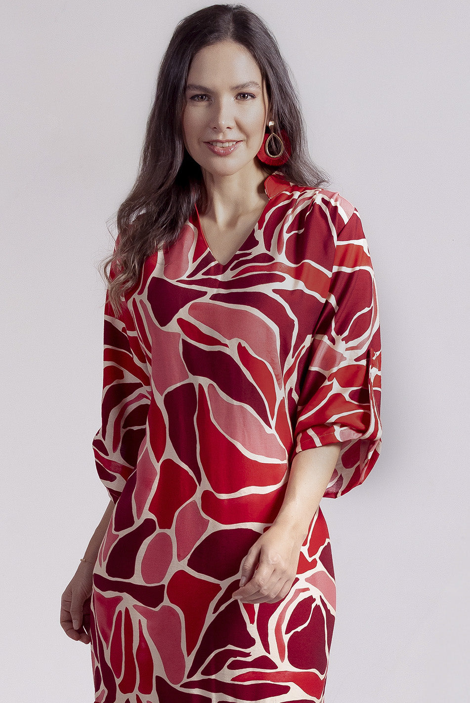 Vestido en lino rayón estampado