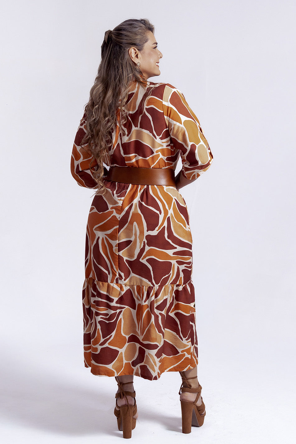 Vestido en lino rayón estampado