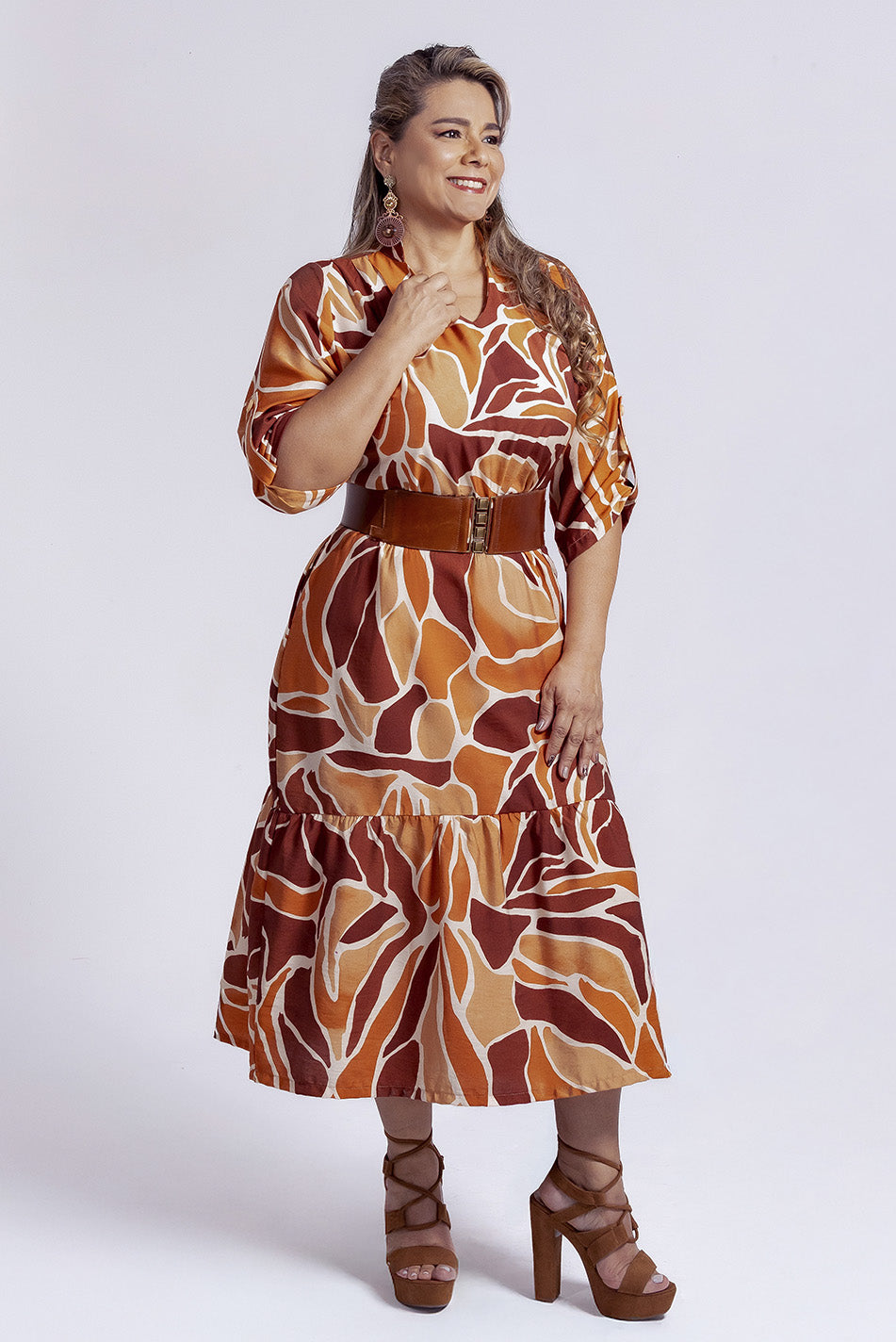 Vestido en lino rayón estampado