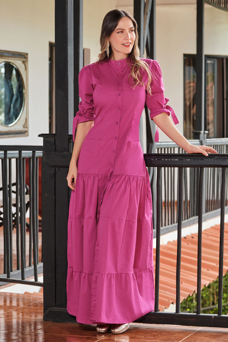 Vestido largo en algodón stretch