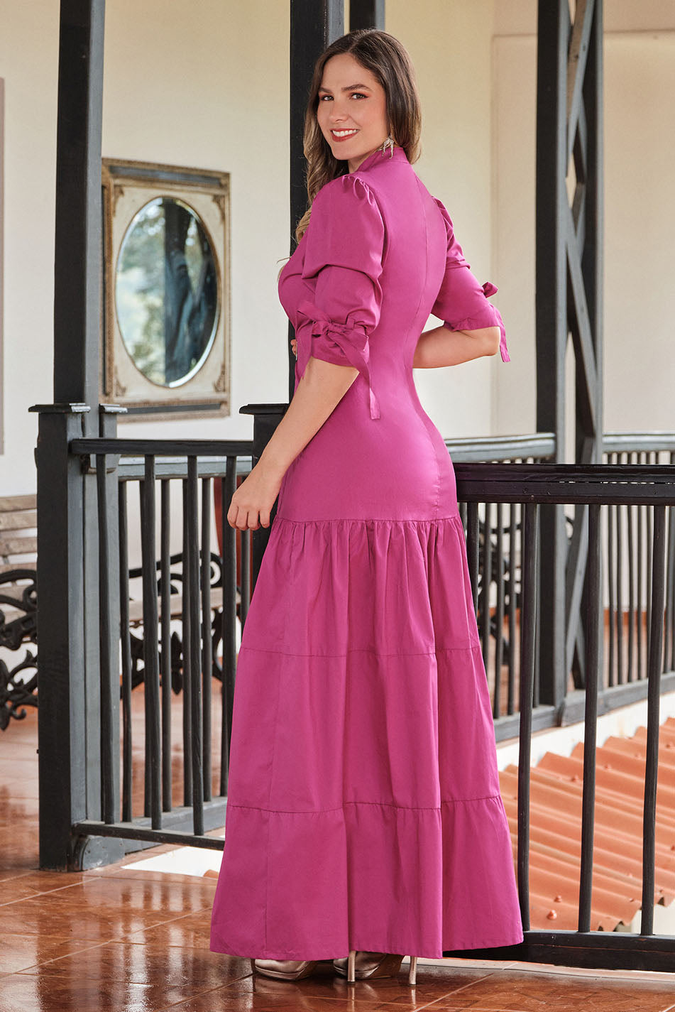 Vestido largo en algodón stretch
